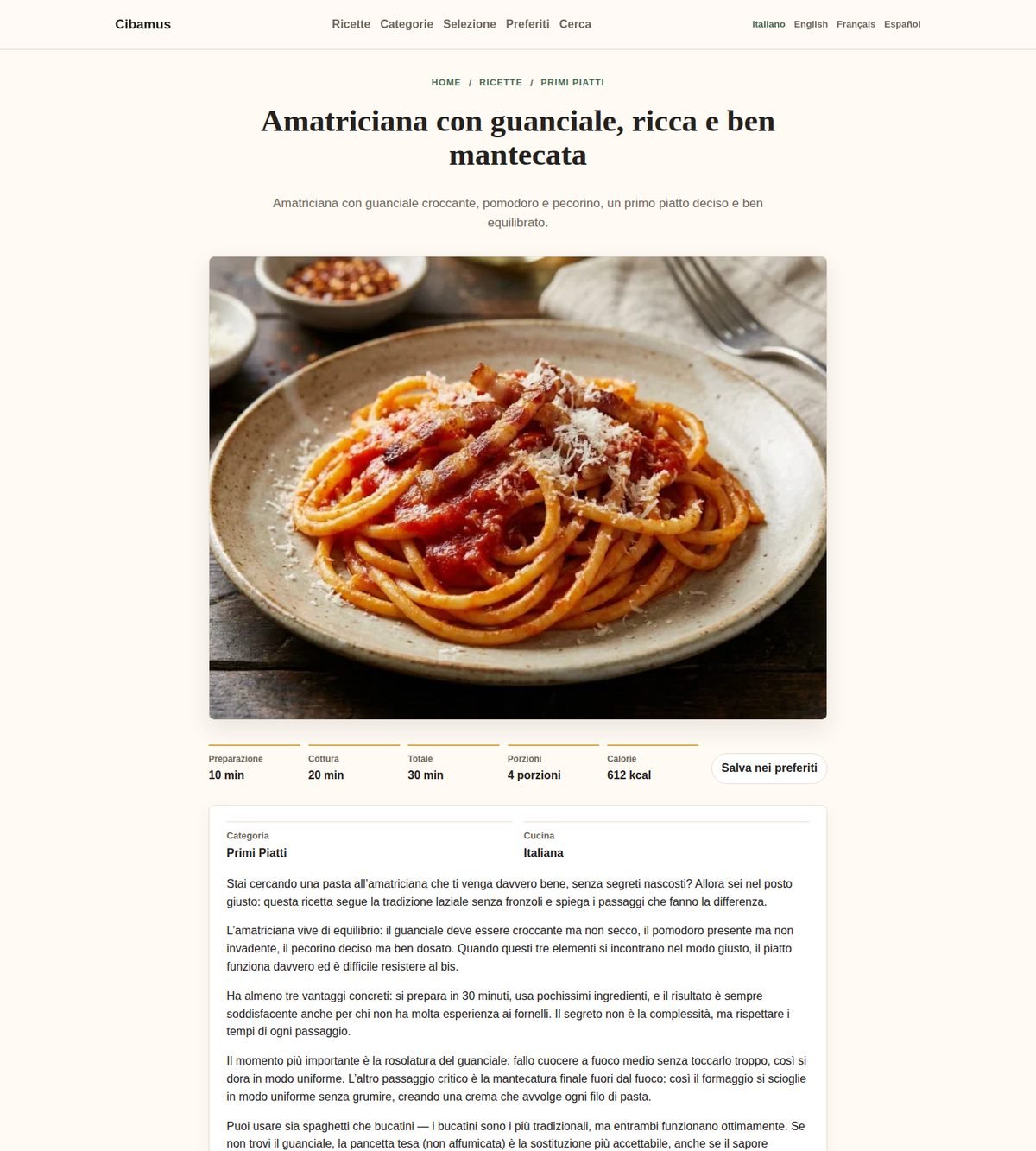 A recipe page
