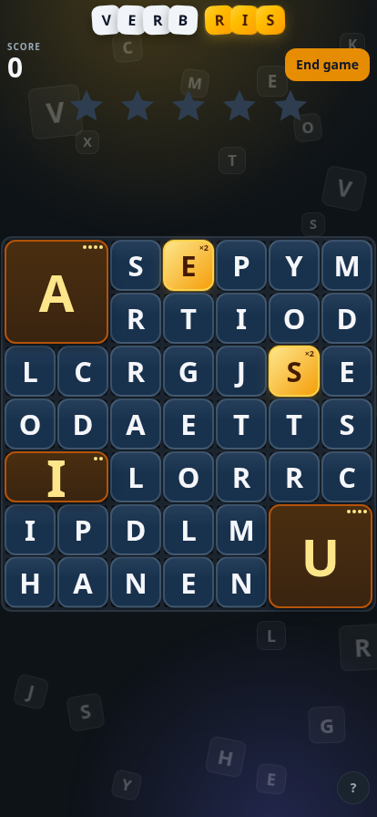 Game grid today, dark theme