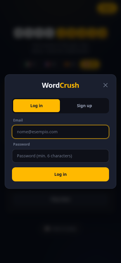 Login modal, June 2026